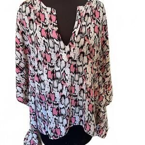 Pink/Black Snake Print Hi-Lo Hem Top